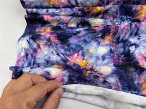 Bomuldsjersey - colour splash i violette toner, gots